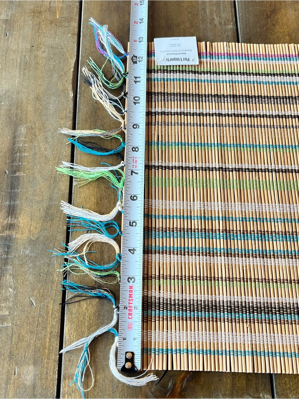 Pier 1 Set of 4 Multicolor Woven Bamboo Placemats with Fringe NWT - Picture 7 of 7